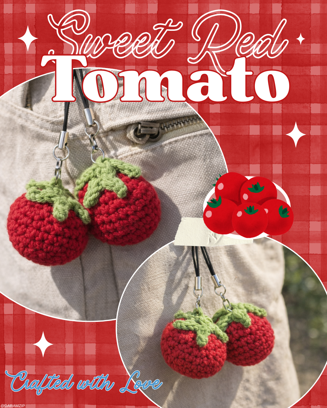 Cherry Tomato Crochet Keyring