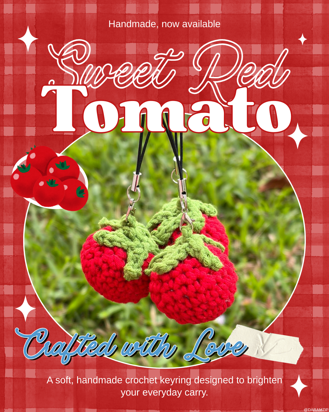 Cherry Tomato Crochet Keyring