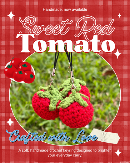Cherry Tomato Crochet Keyring
